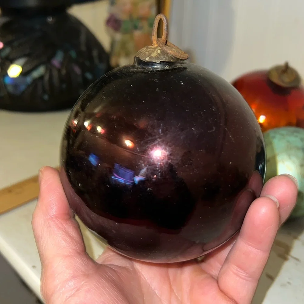 Antique German kugel Amethyst purple blown glass ornament